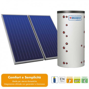 Pannello Solare Sistema Termico Circolazione Forzata Cordivari COMBI 2 600 4x2,5 Acqua Calda Sanitaria E Riscaldamento