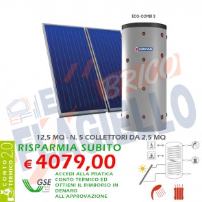 Pannello solare CORDIVARI ECO COMBI 3 1000 5X2,5 MQ CIRCOLAZIONE FORZATA 
