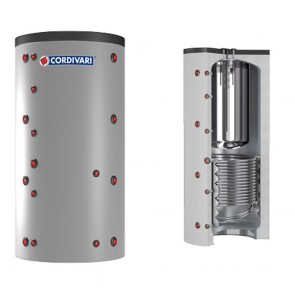 Termoaccumulatore CORDIVARI COMBI 2 INOX Per A.C.S. In Acciaio Inox 316lt Coibentazione Rigida Modello Da 500 a 600
